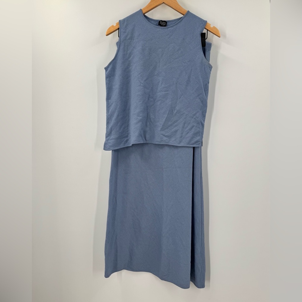 Eileen Fisher Light Blue Knit Sleeveless Top & Maxi Skirt Set Women’s Size PM